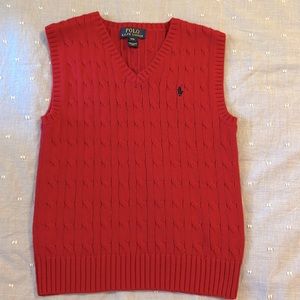 Ralph Lauren boys red cable knit sweater vest - small - 8